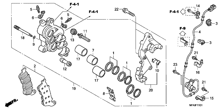 R. FRONT BRAKE CALIPER (CBF1000A/T/S)