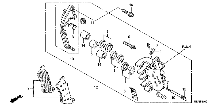 L. FRONT BRAKE CALIPER (CBF1000A/T/S)