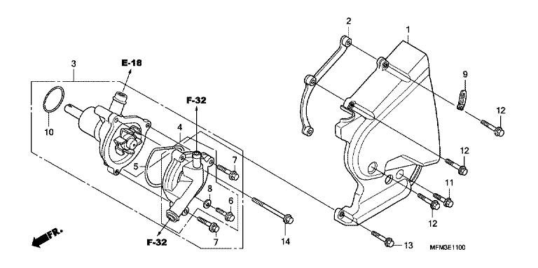 LEFT REAR COVER/WATER PUMP
