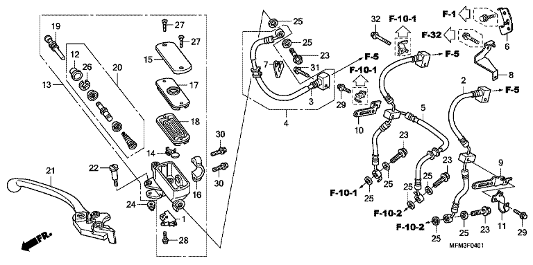 FR. BRAKE MASTER CYLINDER (CB400A/CB400SA)
