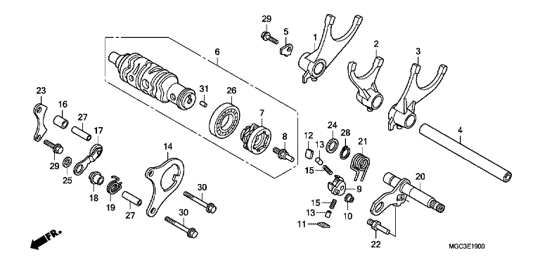GEARSHIFT DRUM/GEARSHIFT FORK