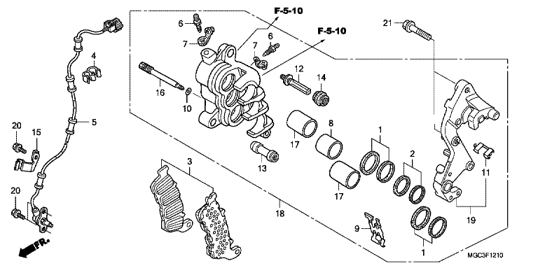 R. FRONT BRAKE CALIPER (CB1100A)