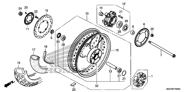 REAR WHEEL (CB1100CA/CAD)
