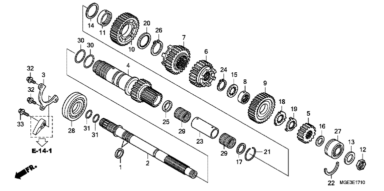 TRANSMISSION (VFR1200FD) (MAINSHAFT)