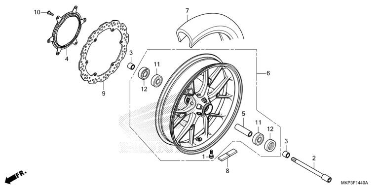 FRONT WHEEL (CBR500RK,CBR500RAK/L/M)