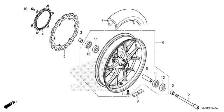 FRONT WHEEL (CB500FK,CB500FAK/L/M)
