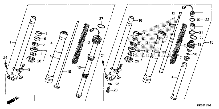 FRONT FORK (CRF110A4/AL4/D4/DL4)