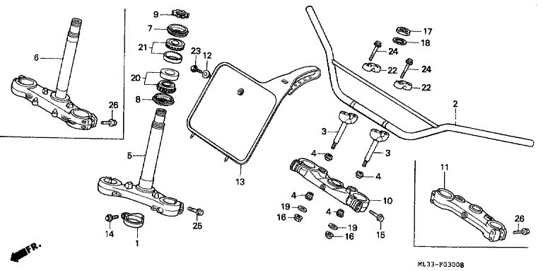 HANDLE BAR/TOP BRIDGE/ STEERING STEM (-CR500RR)