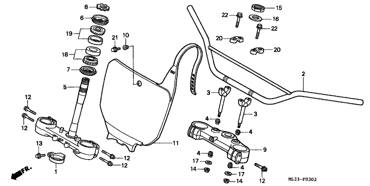 HANDLE BAR/TOP BRIDGE/ STEERING STEM (CR500RT-)