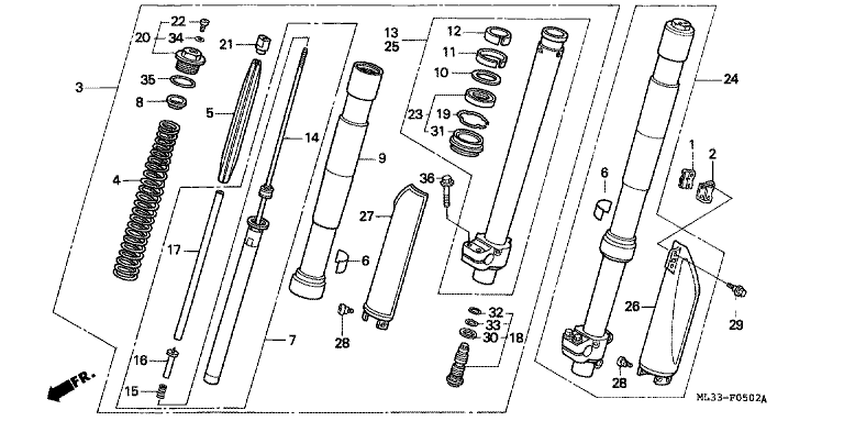 FRONT FORK (CR500RN/RP/RR)