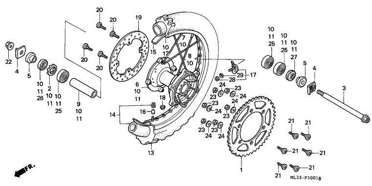 REAR WHEEL (CR500RN/RP/RR/RS/RT/RV)