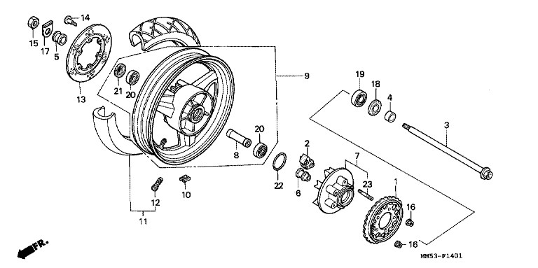 REAR WHEEL (CBR1000FK)