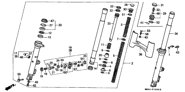 FRONT FORK (EXCEPT GL1500I)