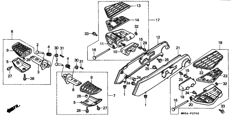 FOOTPEG/FOOTREST EXCEPT (GL1500SE,I)