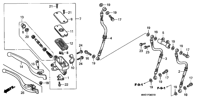 FR. BRAKE MASTER CYLINDER (CB750F2N/T/1 CB750F4/5)