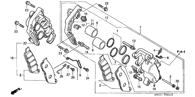 FRONT BRAKE CALIPER (CB750F2N/T/1 CB750F4/5)