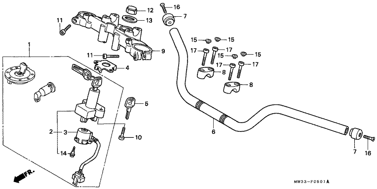 HANDLE BAR/TOP BRIDGE (CB750F2)