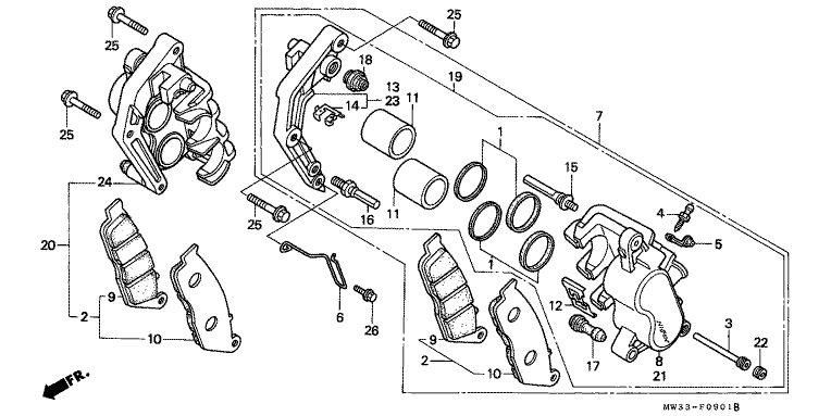 FRONT BRAKE CALIPER (CB750F2)